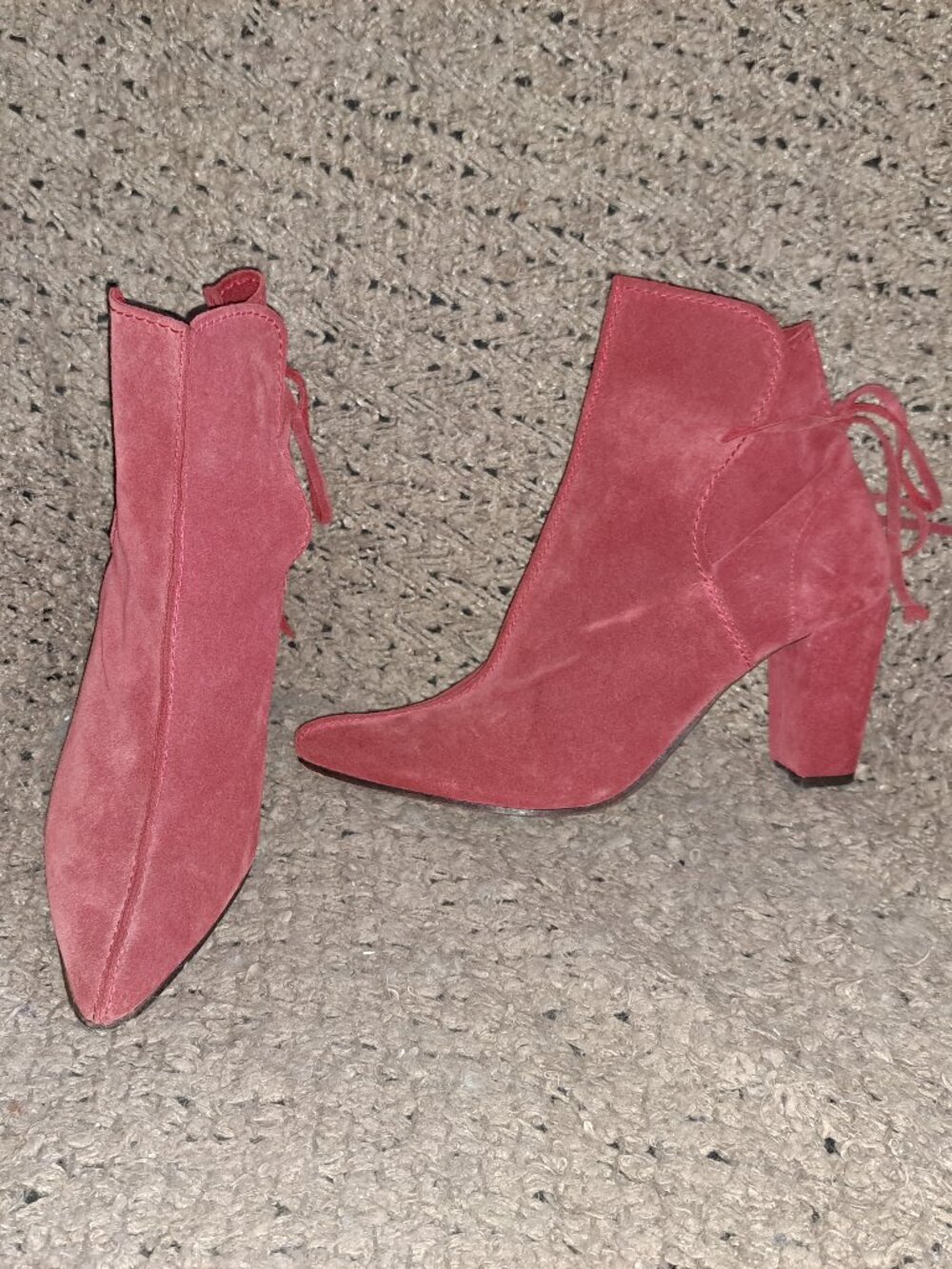 FLORENCE KOOIJMAN-Red Suede 2-Tone-Fold/Tie Wrap Booties-Sz 7UK/9US-Excellent